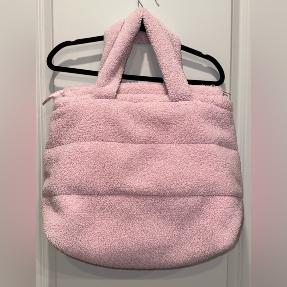 PINK Victoria’s Secret Sherpa Puffer Tote Bag - Soft Pink Cozy Quilted - Picture 2 of 10